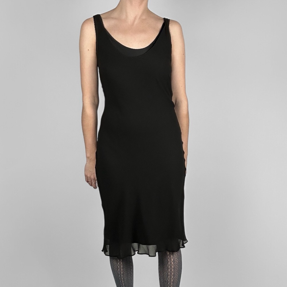 MaxMara Black Bias Cut Double Layered Slip Dress